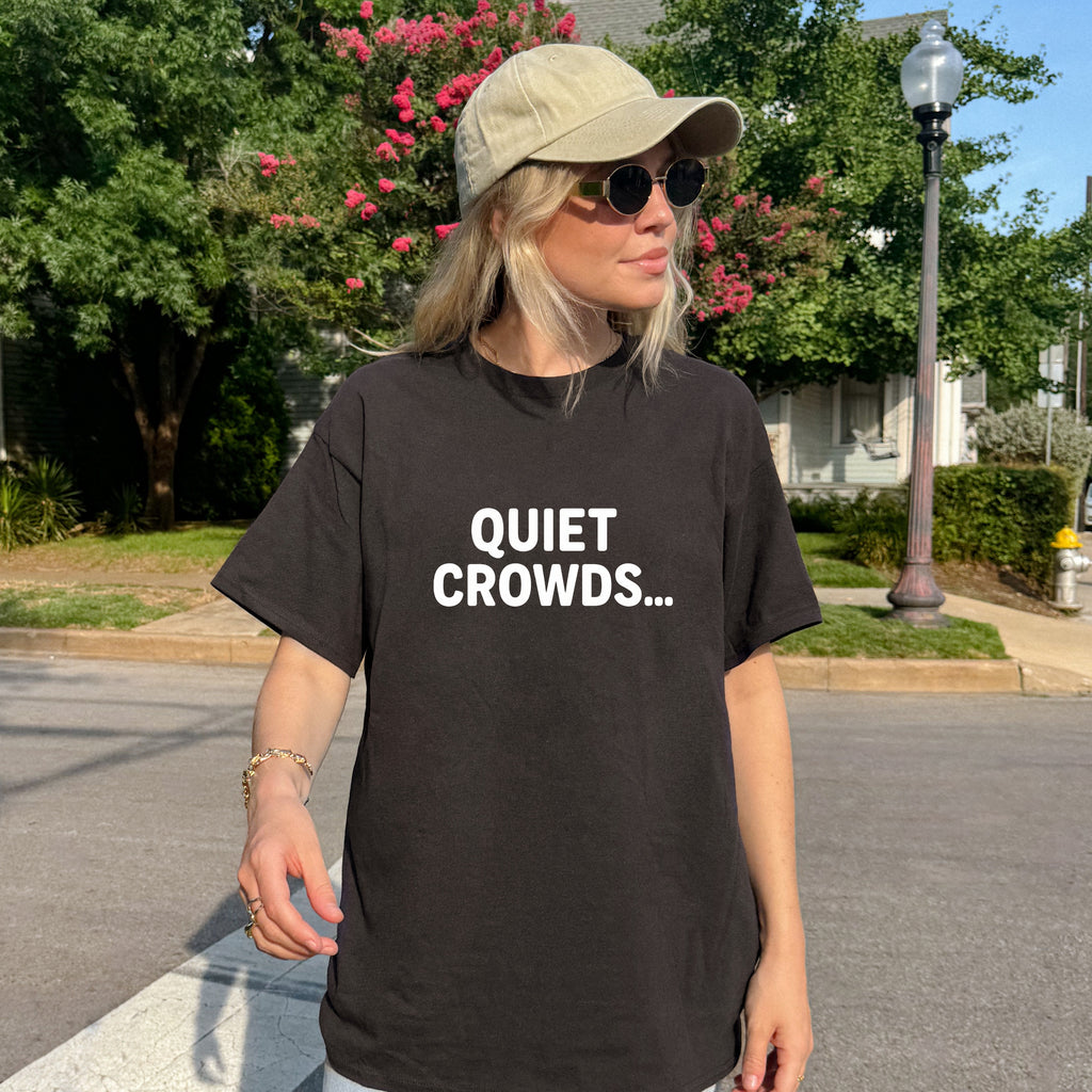 Quiet Crowds Wordmark — White Print Tee