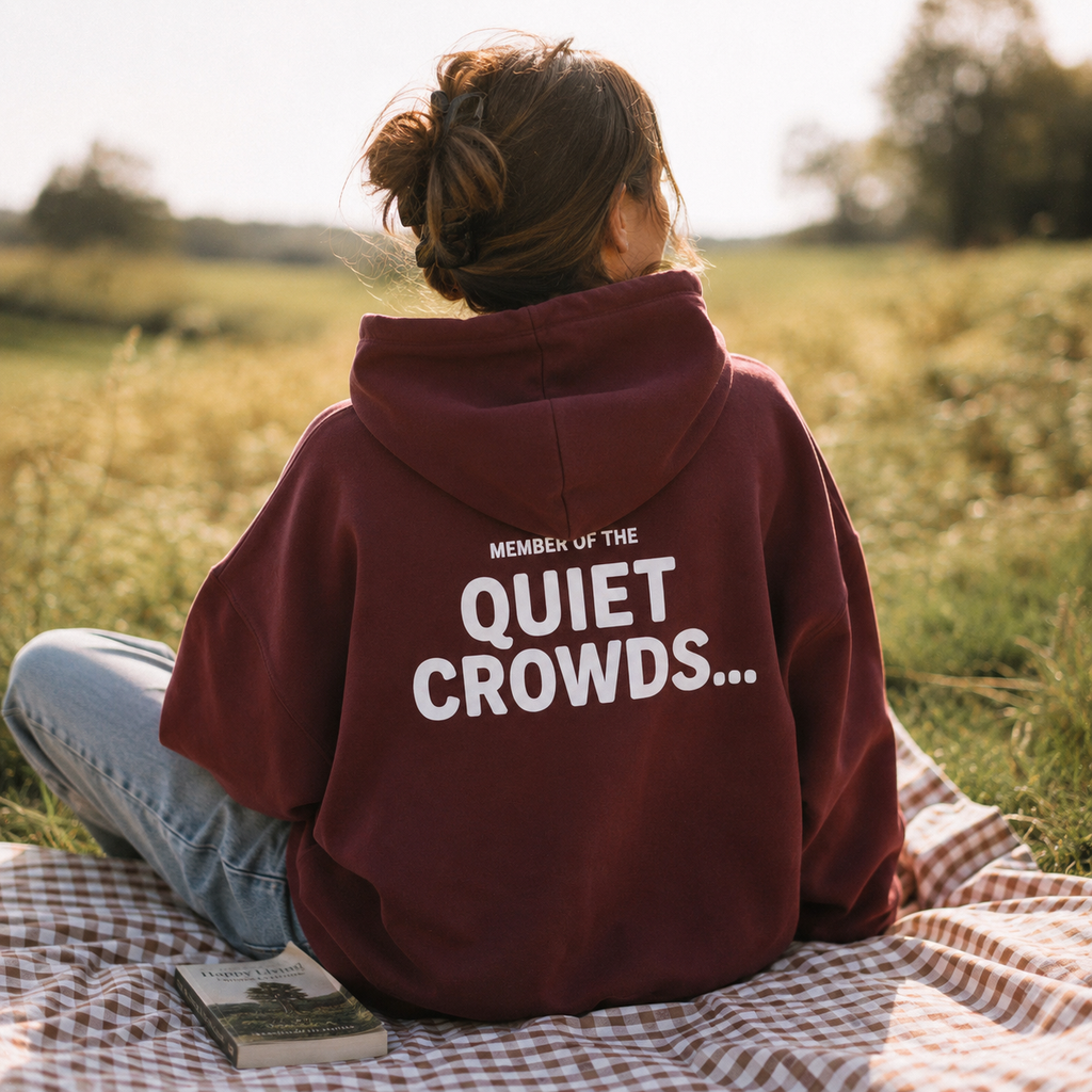 Quiet Crowds Wordmark Hoodie — White Print