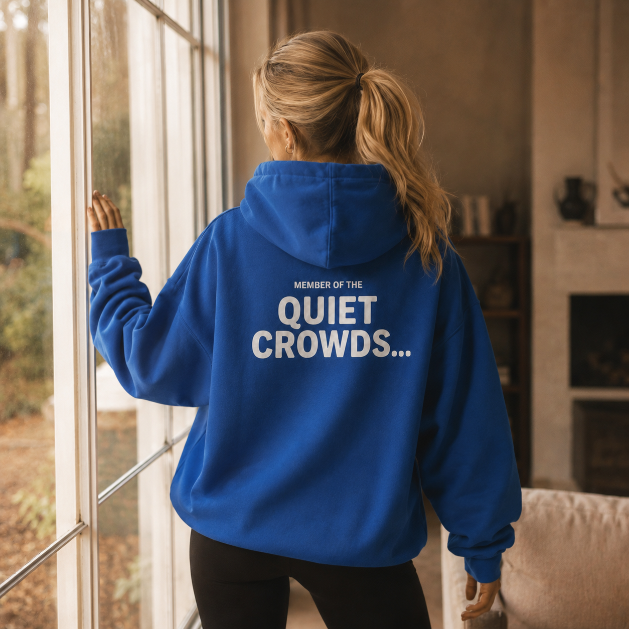 Quiet Crowds Wordmark Hoodie — White Print