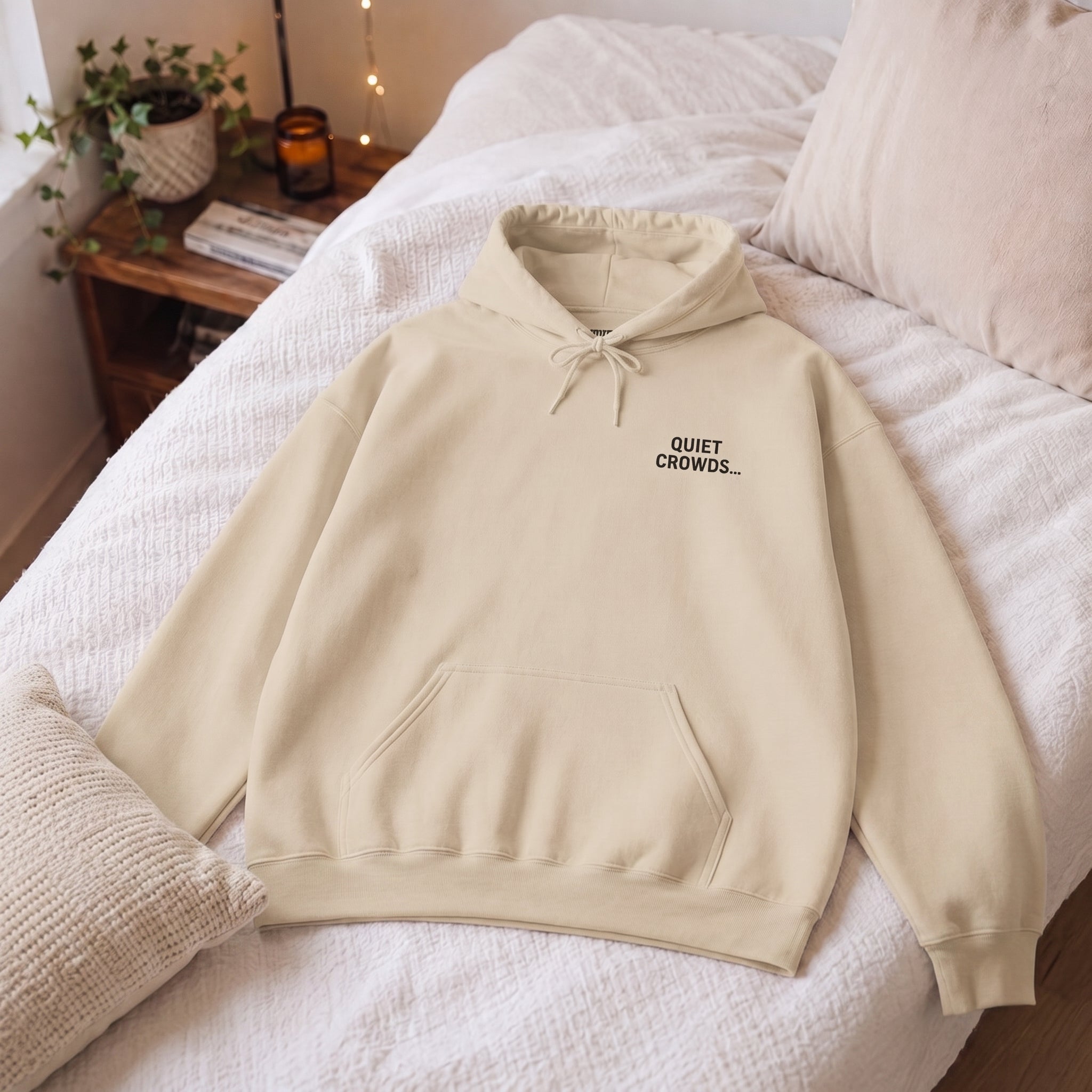 Quiet Crowds Wordmark Hoodie — Black Print