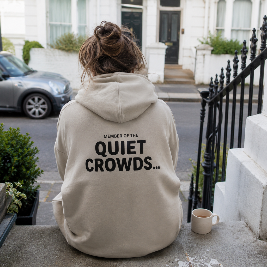 Quiet Crowds Wordmark Hoodie — Black Print