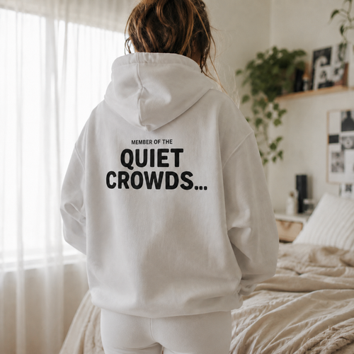 Quiet Crowds Wordmark Hoodie — Black Print