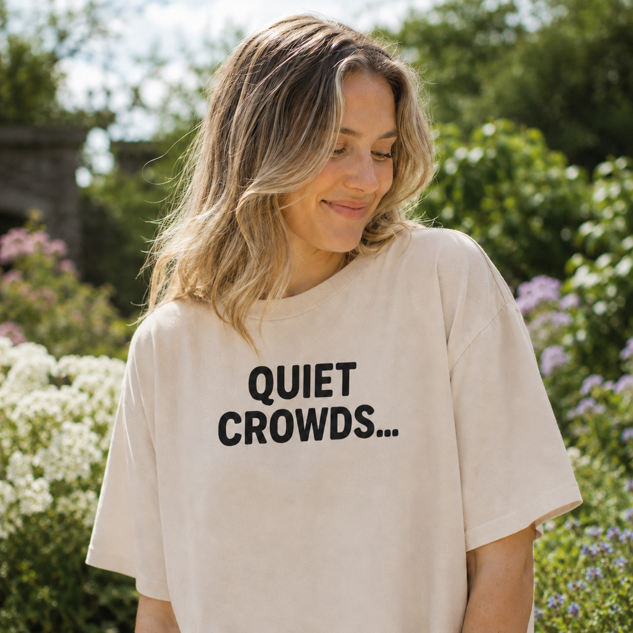 Quiet Crowds Wordmark — Black Print Tee