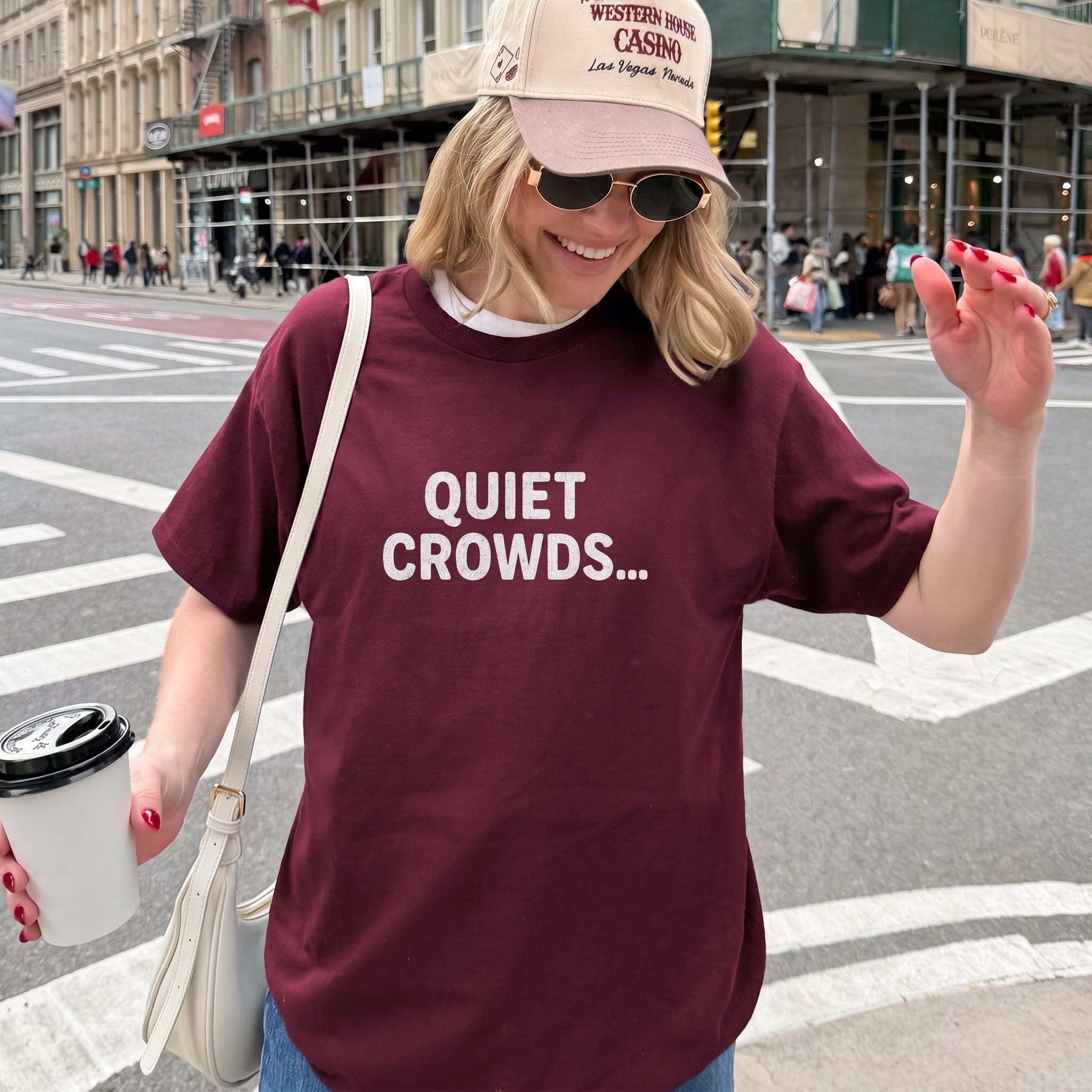 Quiet Crowds Wordmark — White Print Tee