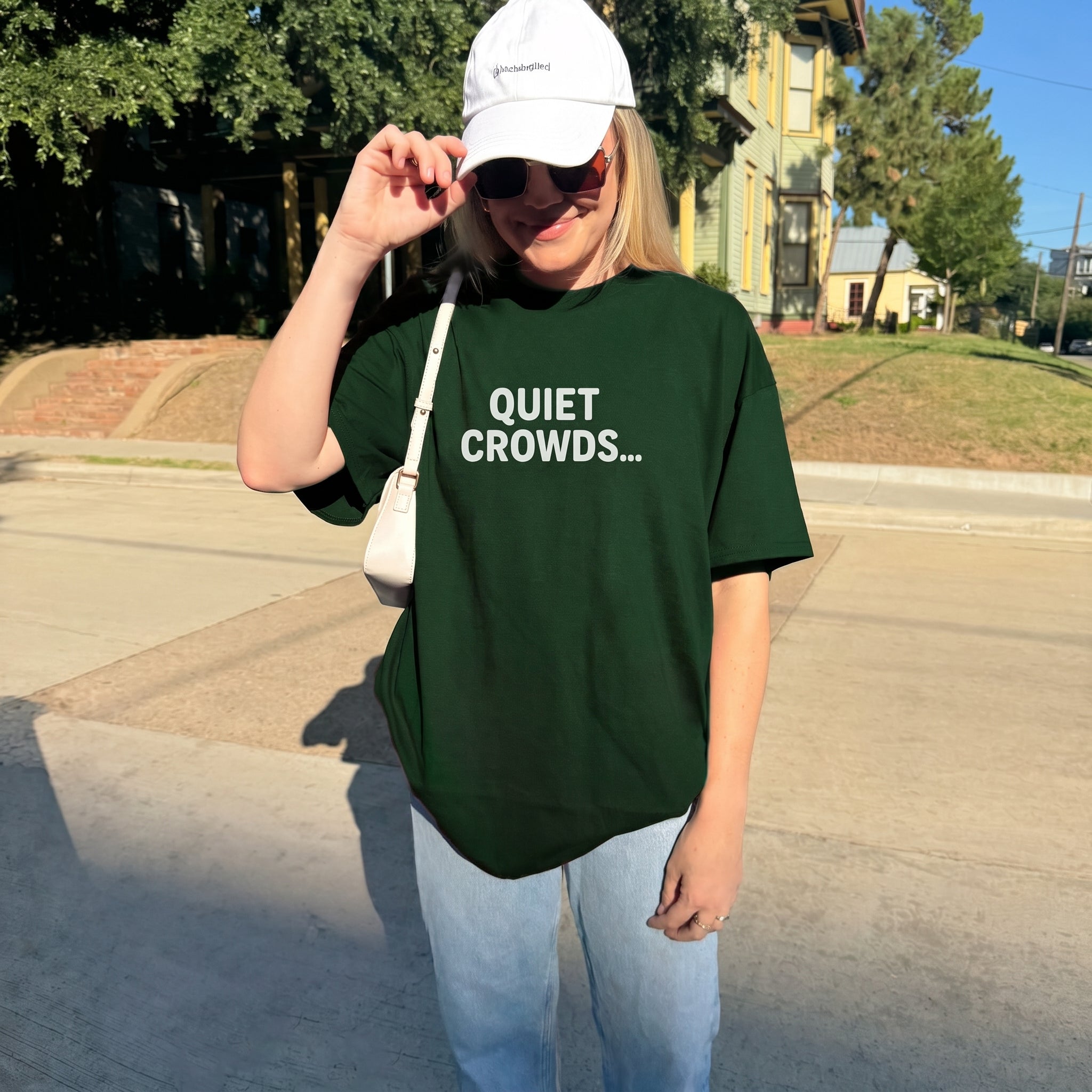 Quiet Crowds Wordmark — White Print Tee