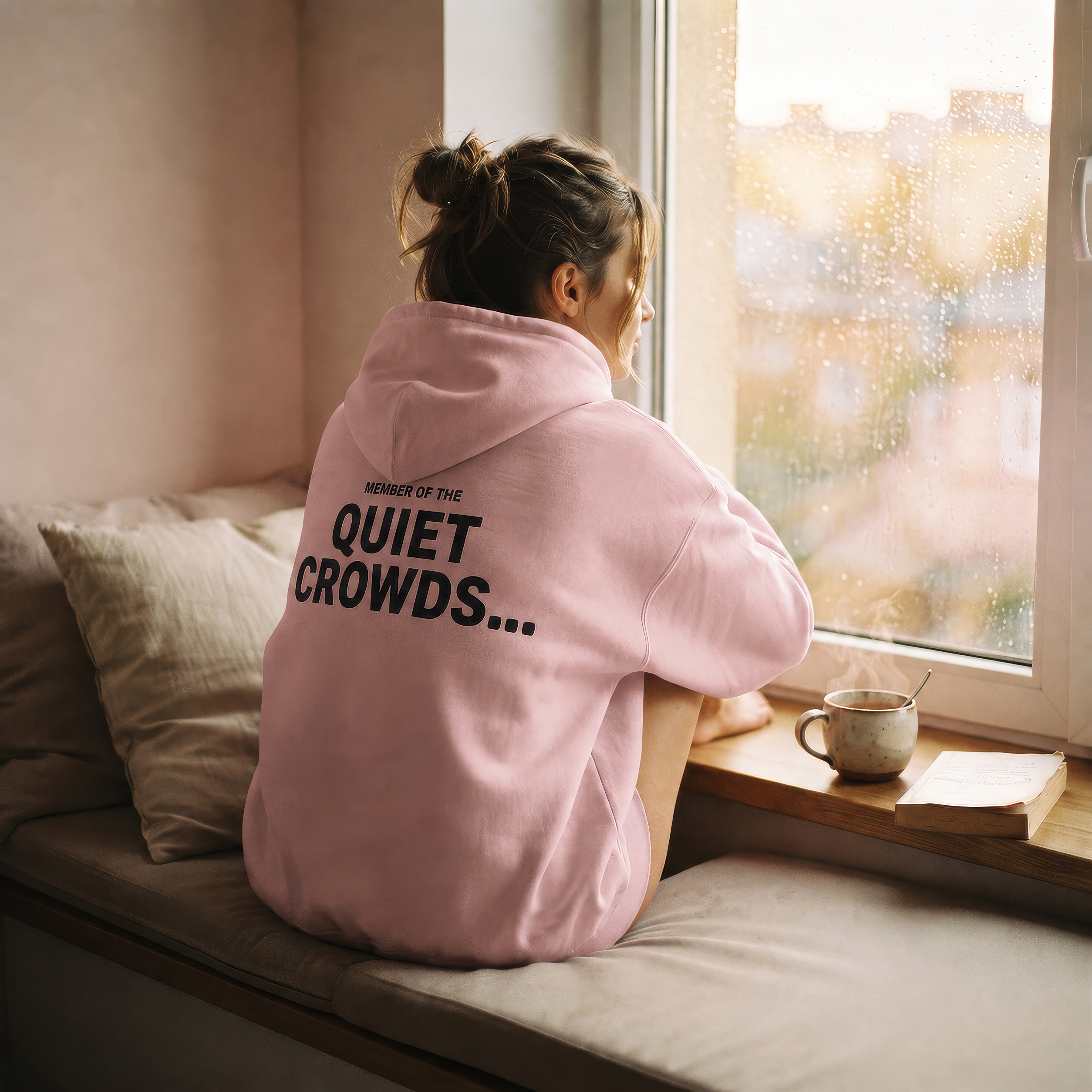 Quiet Crowds Wordmark Hoodie — Black Print